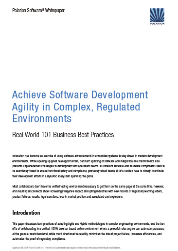 Whitepaper: Achieve Software Development Agility  in Complex, Regulated Environments