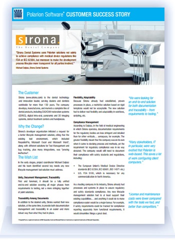 Polarion Customer Success: Sirona Dental Systems